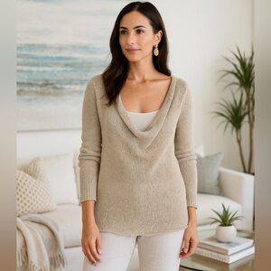 Sarah Pacini lagenlook loose knit in stone gray pullover
